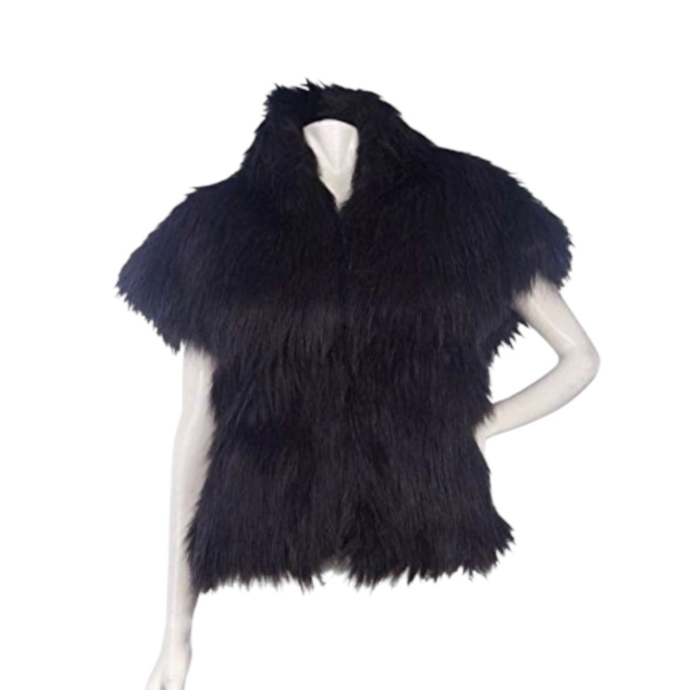 Marc Bouwer Black Faux Fur Short Sleeve Jacket